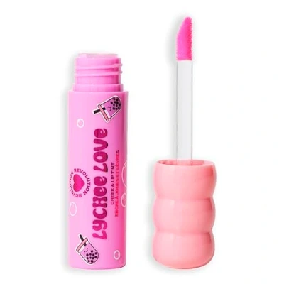 Image of I Heart Revolution Bubble Tea Milky Blush + Lip Tint, Hydrating All In One Face Tint Infused With Matcha Green Tea, Vegan &amp; Cruelty Free, Lychee Love Pink