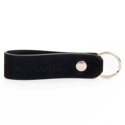 Image of Purapiel Unisex Key Ring Mikey In Black Leather One Size