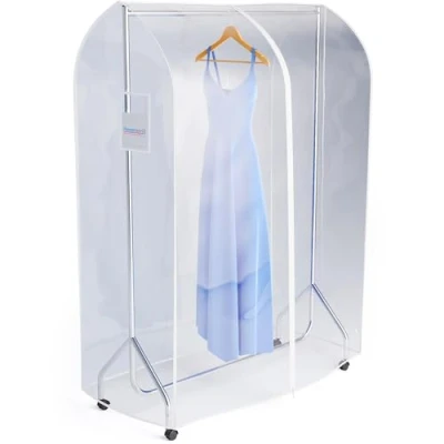 Image of HANGERWORLD 4ft (117cm) Transparent Clothes Garment Rail Strong Zipped Cover with Document Pocket