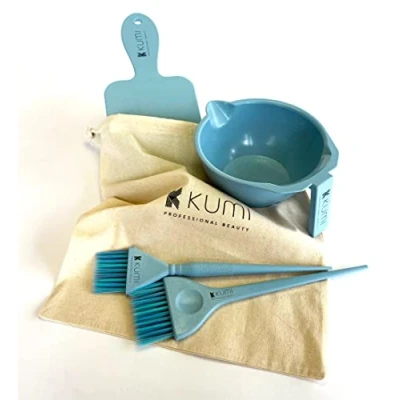 Image of Kumi professional Wheat Eco Friendly Blue 4 Piece Tint/hair dye Set This hair bowl and brush kit is Ideal for or home use. kit.