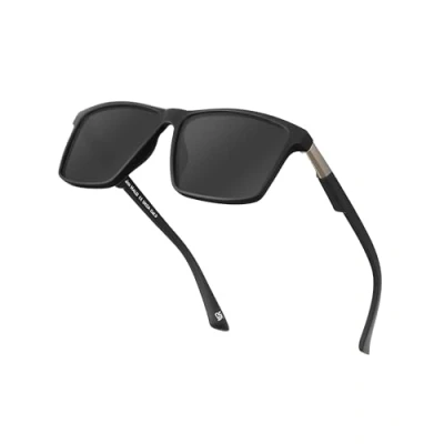 Image of Jim Halo Polarised Sunglasses for Men Women Retro Square UV400 Mirror Lens Driving Fishing Sun Glasses Black