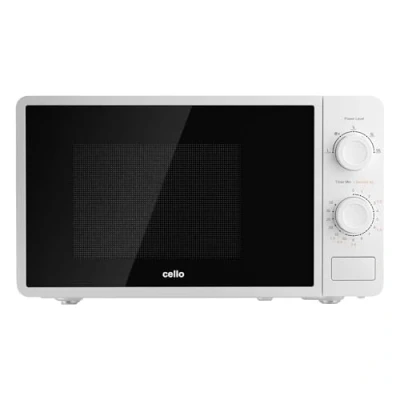 Image of Cello 800W Microwave Oven with 20 Litre Capacity 5 Power levels and defrost function, White, Manual control, Clock kitchen timer WEMA10