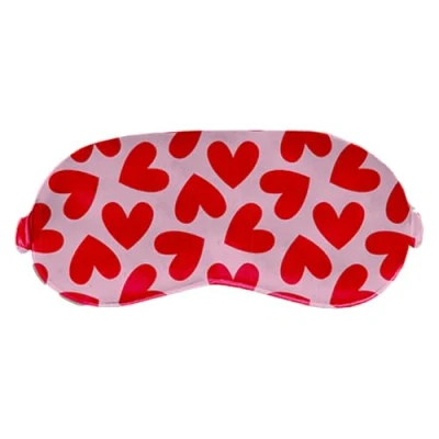 Image of Love Heart Print Velvet Valentine&#039;s Eye Mask