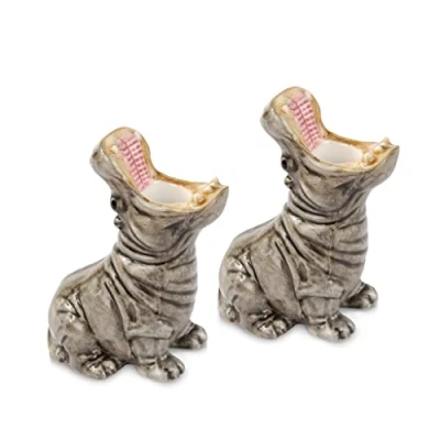 Image of Hungry Hippos Candle Holder Set with Funny Hippo Animal Figures, of 2