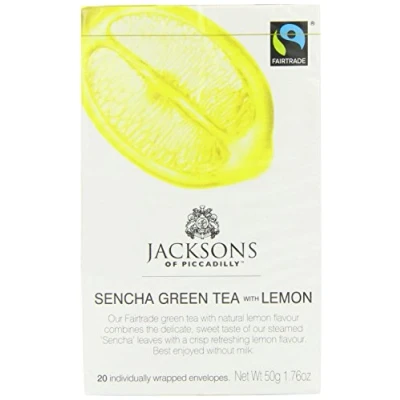 Image of Jacksons of Piccadilly Sencha Green Tea with Lemon 20 Satchets (Pack 12)