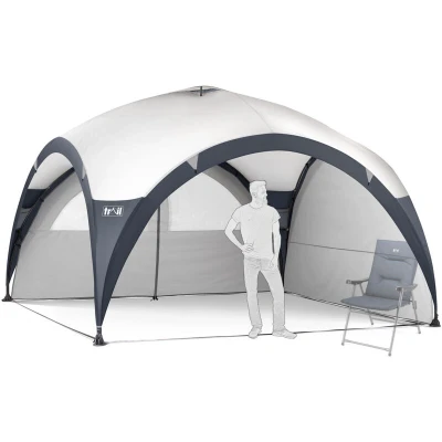 Image of Trail Dome Gazebo with Sides, Portable Steel Pole Shelter, Outdoor Event Camping Garden, 4 Walls, 2 Doors &amp; Windows, UPF50+ Sun Protection, 4000mm Waterproof, Vent, Bag (4.5m x 4.5m 2.25m)