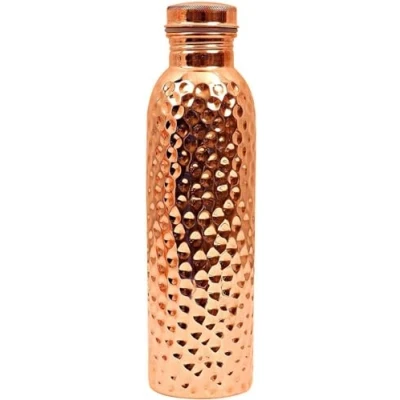 Image of SHYAMVUN Hammered Copper Water Bottle 1 Liter / 34 Oz Extra Large an Ayurvedic Pure Vessel Drink More Water, Lower Your Sugar Intake and Enjoy The Health Benefits Immediately