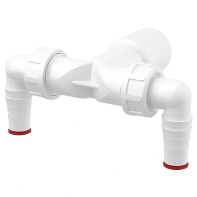 Image of Double 17 23mm Dishwasher Elbow Inlets to 32mm/40mm Drain Waste Trap Connector