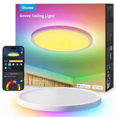 Image of Govee RGBIC LED Ceiling Light, Smart Light Fixture 30cm, 2400LM 2200 6500K Flush Mount with 16 Million DIY Colour, Lights for Bedroom, Living Room, Corridor, Kitchen