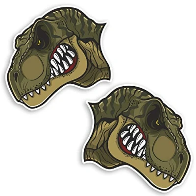 Image of 2 x 10cm T Rex Head Vinyl Stickers Dino Dinosaur Kids Laptop Sticker #31579 (10cm Wide)