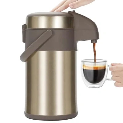 Image of Olerd Coffee Pump Flask 3L Insulated Airpot Stainless Steel Vacuum Thermal Water Dispenser BPA Free Tea