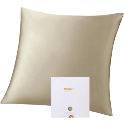Image of ZIMASILK 100% Mulberry Silk Pillowcase for Hair and Skin,Both Sides 19 Momme Silk, 1pc (80x80 cm, Taupe)