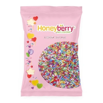 Image of Rainbow Sugar Strands Sprinkles 55g Sachet Natural Edible Multicoloured Vermicelli Perfect for Baking, Cupcake and Cake Decorations, Ice Cream, Desserts Icing Decoration Toppers