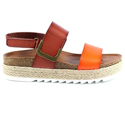 Image of Ladies Deanna II Orange Flatform Sandal 5
