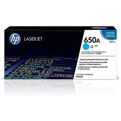 Image of HP CE271A 650A Original LaserJet Toner Cartridge, Cyan, Single Pack