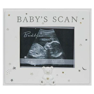 Image of Widdle Gifts Ltd Baby Scan 3&#039;x4&#039; Photo Frame with 3D Teddy and Diamante by Bambino 1087