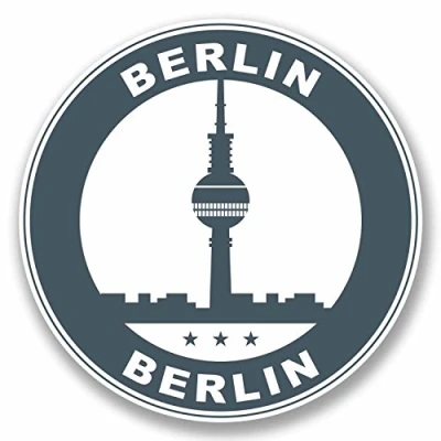 Image of 2 x 10cm Berlin Germany Vinyl Sticker Luggage Travel Tag German Label Fun #9800 (10cm Wide High)