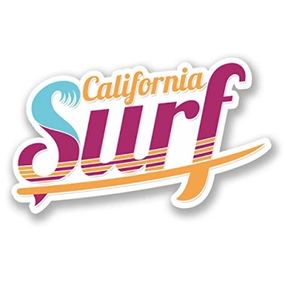 Image of 2 x 10cm California Surf USA Vinyl Sticker Travel Luggage Surfing Tag #6009 (10cm Wide 6cm Tall)