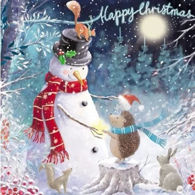 Image of Charity Christmas Cards A Gift for Frosty Snowman and Hedgehog Eco Friendly Recyclable Pack of 10 By The Great British Card Company