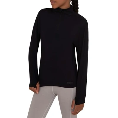 Image of TCA Girls Lightweight Fusion Quickdry Long Sleeve Half Zip Running Top Black Stealth, 6 8 Years