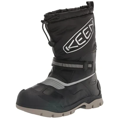 Image of KEEN Unisex Kids Troll Waterproof Snow Boot, Black Silver, 11 UK Child