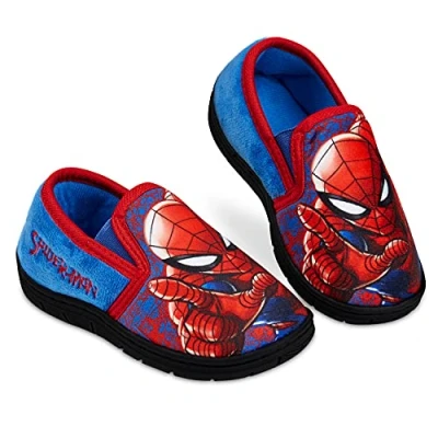 Image of Marvel Spiderman Boys Slippers, Avengers Slippers for (UK child 11, numeric_11, Red/Blue)