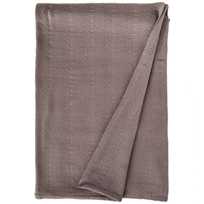 Image of Eddie Bauer Home Herringbone Collection Blanket 100% Cotton, Lightweight &amp; Breathable, Machine Washable Easy Care, Queen, Mushroom