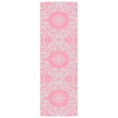 Image of vidaXL Outdoor Carpet Pink 80x250 cm Polypropylene Rug for Patio, Deck, Balcony, UV Resistant, Reversible, Easy to Clean