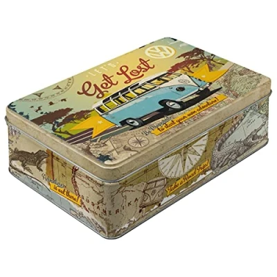 Image of Nostalgic Art 30701 Volkswagen VW Bulli Let&#039;s Get Lost, Storage Tin Box Flat