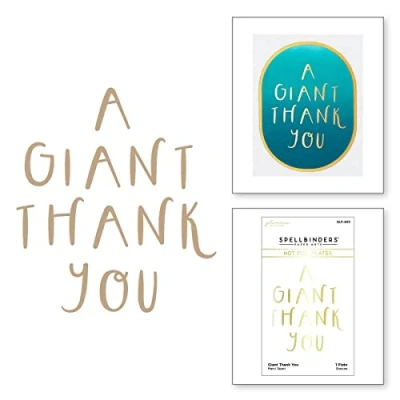 Image of Spellbinders Giant Thank Hot Foil Plate from The Glimmer Cardfront Sentiments Collection, Metal, ONE