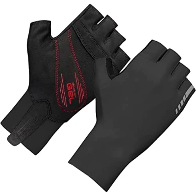Image of GripGrab Aero TT Professional Cycling Race Gloves Aerodynamic Short Finger Fingerless Padded Road Bike, MTB, CX, Time Trial,Black,XXL