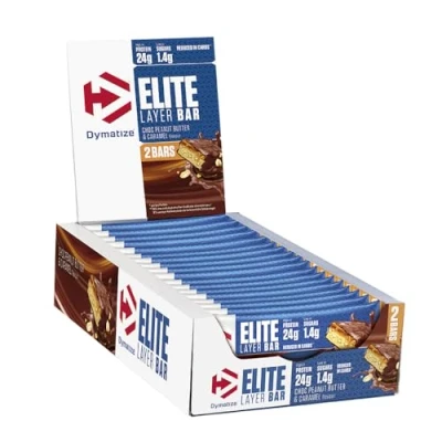 Image of Dymatize Elite Layer Bar Peanut Butter and Caramel 18x(2x30g) High Protein Low Sugar