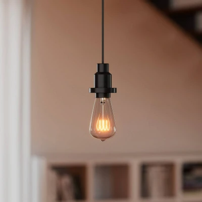 Image of OSRAM PenduLum Vintage 1906 Pendant Light with E27 Socket, 2 m Textile Cable, Aluminium Housing, Industrial Design, Black, Without Bulb.