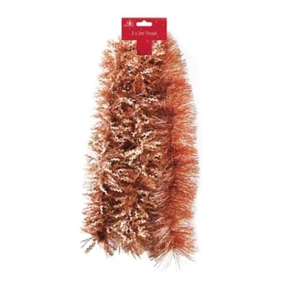 Image of Ditzy Doll LUXURY TINSEL 2 PACK SHINY &amp; MATT Copper 2m Christmas Tree Decorations