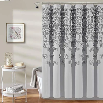 Image of Lush Decor Lucia Shower Curtain, Polyester, Gray, 72&quot; W x L (Pack of 1)
