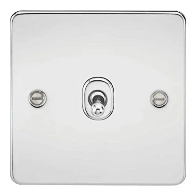 Image of KnightsBridge Flat Plate 10AX 1G 2 Way Toggle Switch Polished Chrome