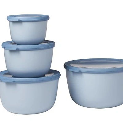 Image of Mepal Multi Bowl Cirqula 4 Piece Set Food Storage Container with Lid Suitable as Airtight Box for Fridge &amp; Freezer, Microwave 350, 750, 1250, 2250ml Nordic Green