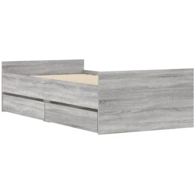 Image of vidaXL Bed Frame without Mattress Grey Sonoma 75x190 cm Small Single