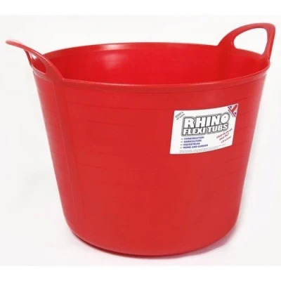 Image of Rhino 40 Litre Heavy Duty Flexi Flexible Garden Container Storage Bucket Tub Red