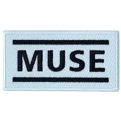 Image of Muse Woven Logo Iron On Patch (One Size) (White/Black)
