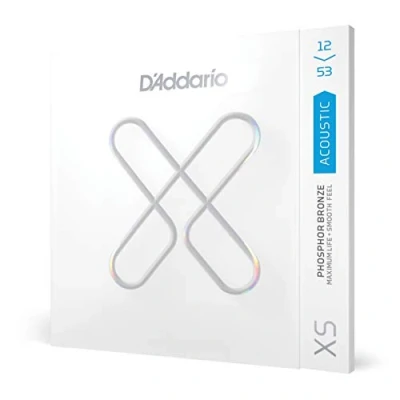 Image of D&#039;Addario Guitar Strings XS Phosphor Bronze Coated Acoustic XSAPB1253 Greater Break Strength with Tuning Stability For 6 String Guitars 12 53 Light