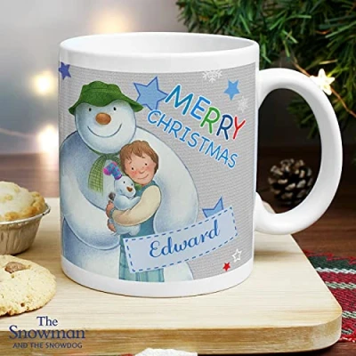 Image of Ceylon Teabox Personalised The Snowman and Snowdog Blue Mug Gift