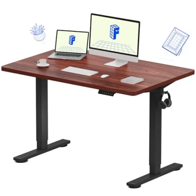 Image of FLEXISPOT Electric Height Adjustable Standing Desk Sit Stand Up with Memory Smart Pannel EF1 SERIES(120 * 80cm, Black Frame+Mahogany Desktop)