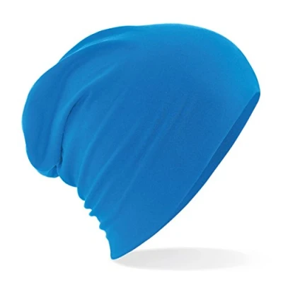 Image of Beechfield Double Layer Knit Elegant Design Hemsedal Cotton Slouch Beanie Sapphire Blue