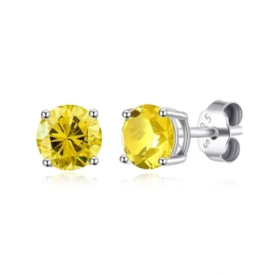 Image of Philip Jones Sterling Silver November (Topaz) Birthstone Earrings Created with Zircondia® Crystals