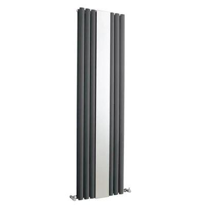 Image of Balterley Vertical Double Panel Radiator with Mirror 1800mm x 499mm Anthracite