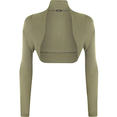 Image of WearAll Ladies Long Sleeve Shrug Womens Bolero Cardigan Top Khaki 20 22