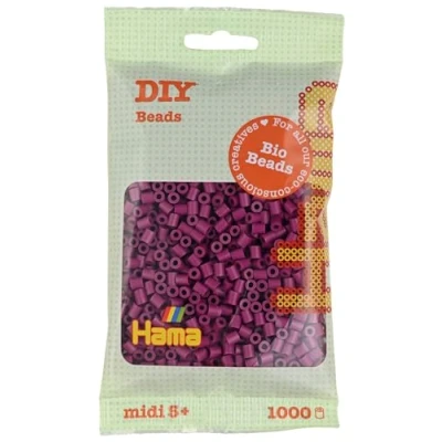 Image of Hama Midi Bio Beads Bag Approx. 1000 Fuse Mosaic Decoration Arts &amp; Craft for Creative Children Ages 5+ Plum