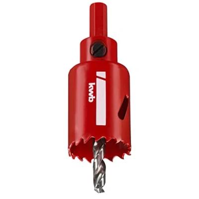 Image of kwb HSS bi metal hole saw Ø 32 mm with progressive vario toothing, high precision, hexagonal shank, 38 cutting depth and centre bit