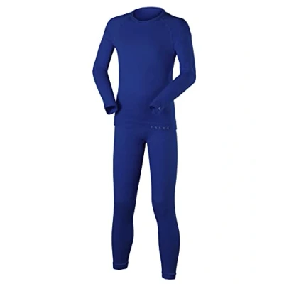 Image of FALKE Unisex Kids Maximum Warm K UW Functional Yarn Quick Dry 1 Piece Base Layer Set, Blue (Yve 6714), 9 11.5